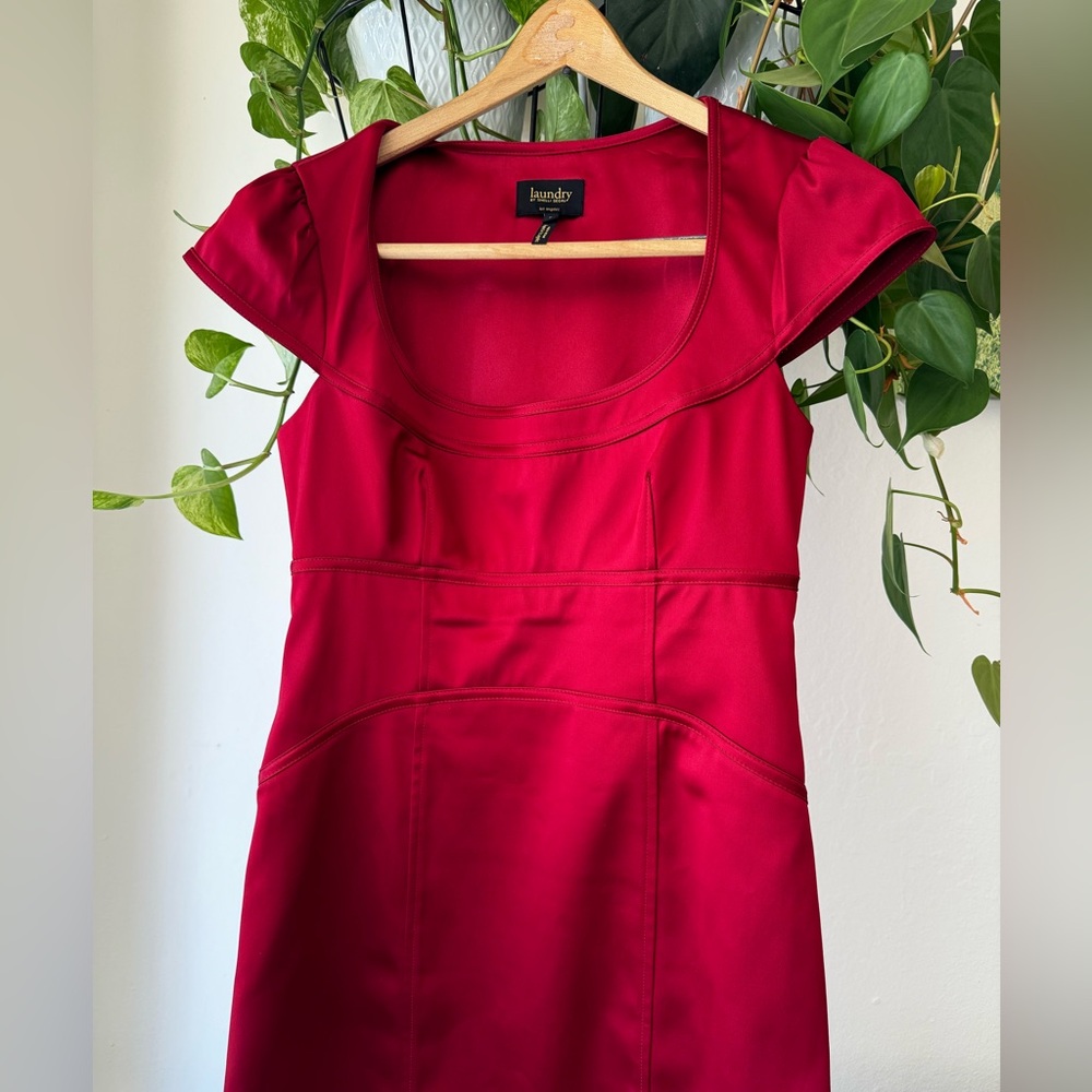 Laundry by Shelli Segal Red “Burgundy” Midi Cocktail Dress